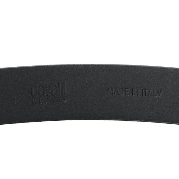 Cavalli Class Men's Black 100% Leather Buckle Decorated Belt - Picture 5 of 6